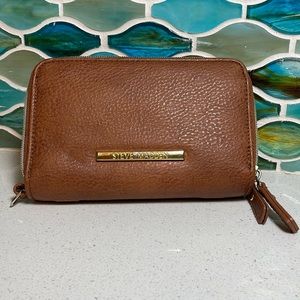 STEVE MADDEN WOMENS WALLET BROWN COGNAC DOUBLE ZIPPER